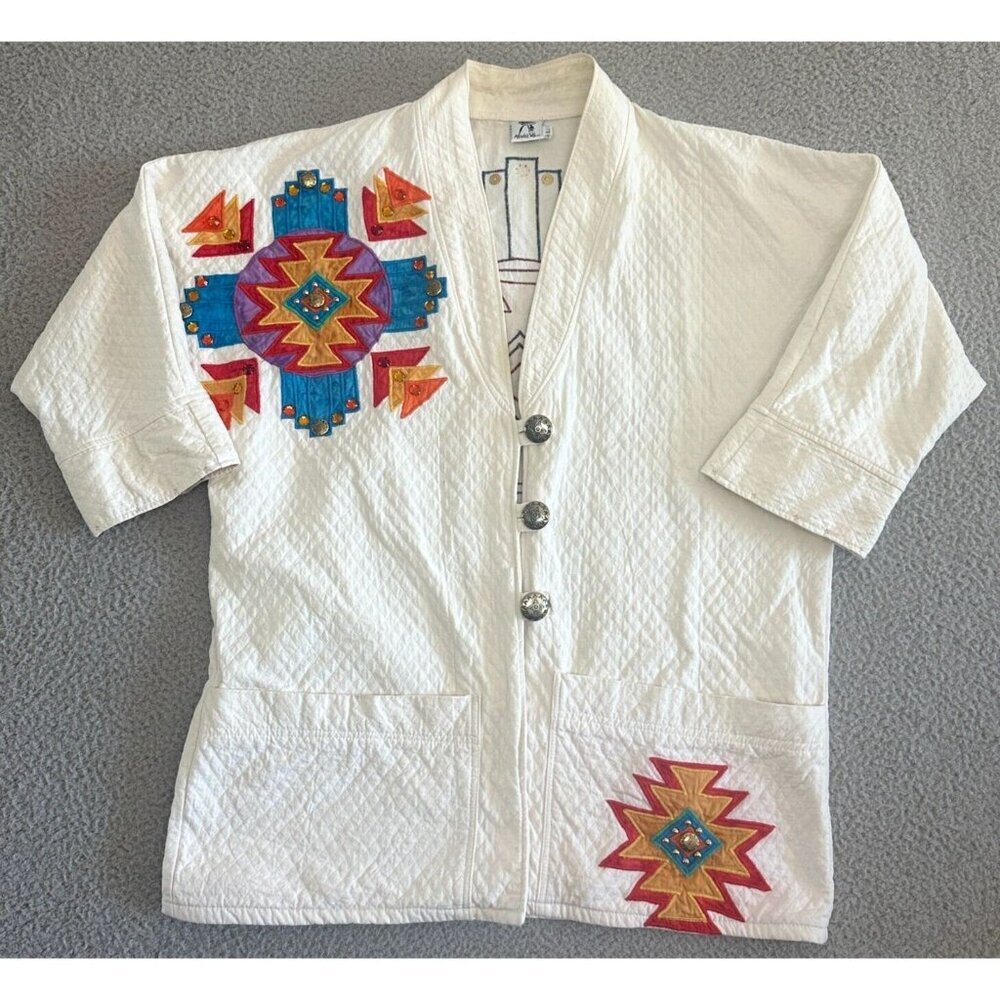 Alfredos Wife Jacket Aztec Southwestern Embroidered Patchwork Boho Colorful